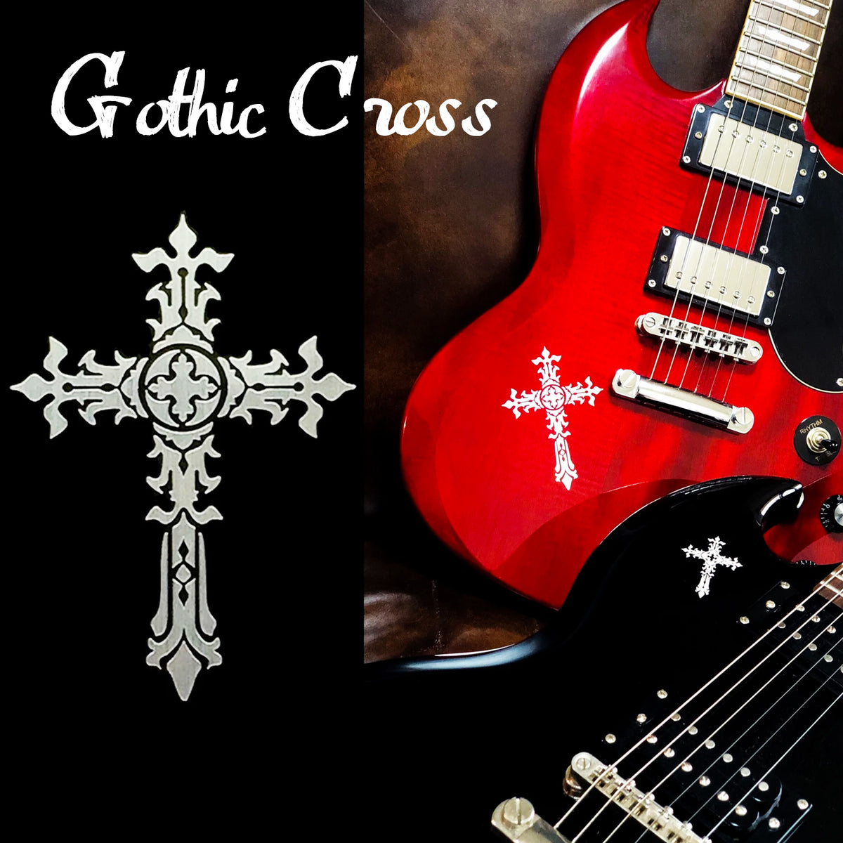 Metallic Tribal Cross - Decal for Guitars & Bass